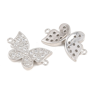 Brass Micro Pave Clear Cubic Zirconia Connector Charms CU-CBA908F-04P-04-1