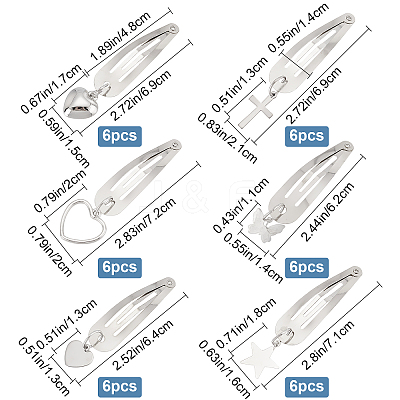 36Pcs 6 Style Iron Snap Hair Clips PHAR-CP0001-08-1