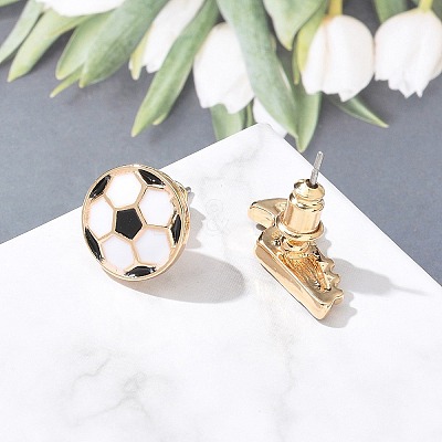Brass Enamel Stud Earrings LS-EJEW-Z080-01G-1