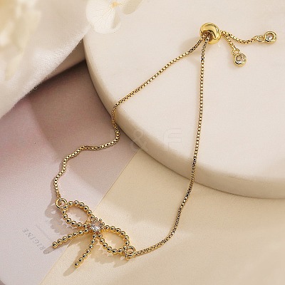 Brass Micro Pave Cubic Zirconia Silder Bracelets for Women BJEW-C070-01A-G-1