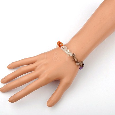 Colorful Gemstone Chips Stretch Bracelets X-BJEW-JB01546-1