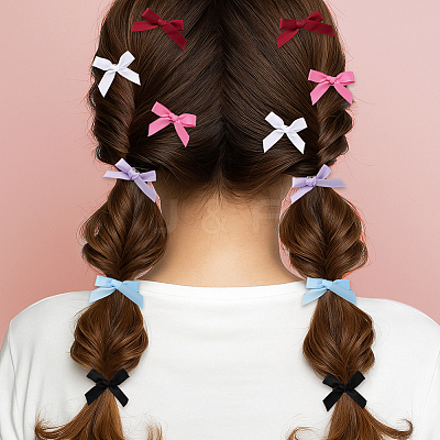 72Pcs 6 Colors Bowknot Polyester Alligator Hair Clips AJEW-GO0002-47-1