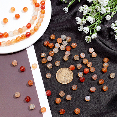 Dyed Natural Agate Faceted Round Beads Strands G-AR0003-21-1