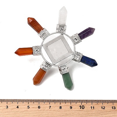 Natural Mixed Stone Pyramid & 7 Chakra Points Energy Generator DJEW-K011-A-1