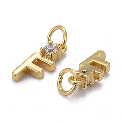 Brass Micro Pave Clear Cubic Zirconia Pendants ZIRC-Z011-35F-1