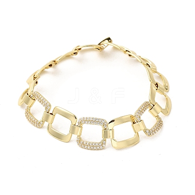Brass Micro Pave Clear Cubic Zirconia Link Chain Bracelets for Women BJEW-H630-03G-1