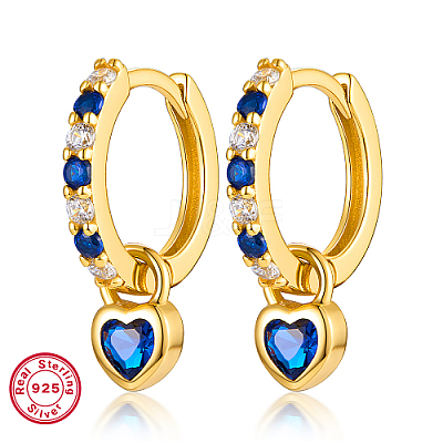 Real 18K Gold Plated 925 Sterling Silver Dangle Hoop Earrings BK3514-1-1