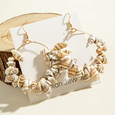 Alloy Resin Shell Shape Dangle Earrings FS-WG8A9F4-07-1