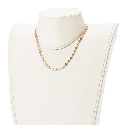 Brass Enamel Link Chain Necklaces NJEW-JN03554-1