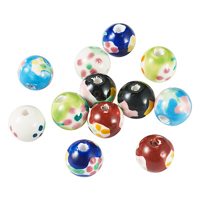 12Pcs 6 Colors Handmade Porcelain Beads PORC-TA0001-51-1