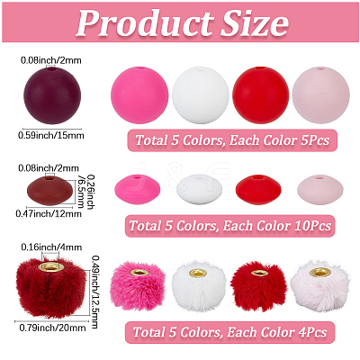 20Pcs 5 Colors Imitation Mink Fur European Beads FIND-PA0001-62B-1