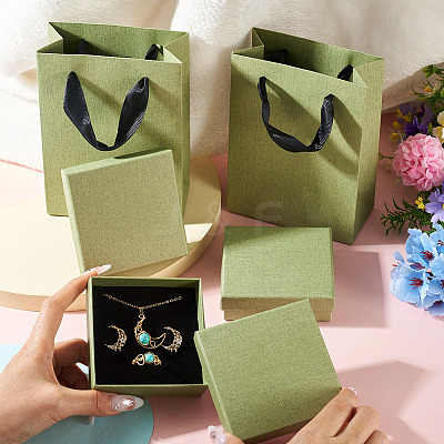 3Pcs Square Paper Jewelry Display Cases CON-TA0001-39D-01-1