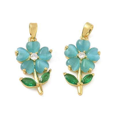 Brass Micro Pave Cubic Zirconia Pendants CU-CBA8C34-01G-03-1
