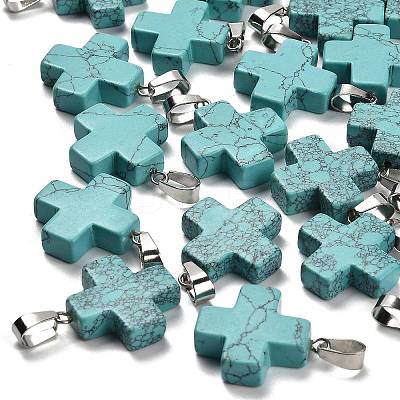 Synthetic Turquoise Pendants G-Z067-06P-04-1