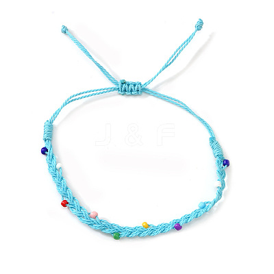 Adjustable Summer Waxed Cord Braided Bracelets with Colroful Glass Seed Beads UQ9789-4-1