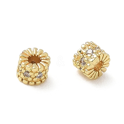 Brass Micro Pave Clear Cubic Zirconia Spacer Beads CU-CBAC675-02G-1