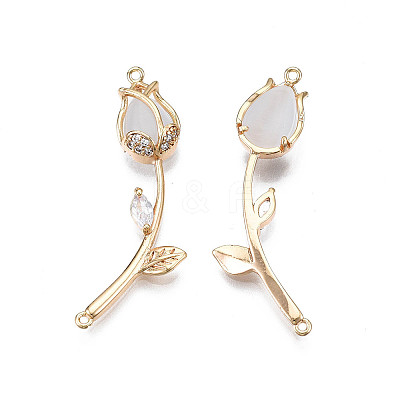 Brass Micro Pave Clear Cubic Zirconia Link Connectors X-KK-Q278-004-NF-1