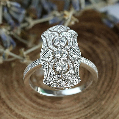 Retro Brass & Cubic Zirconia Finger Rings FS-WGF6FC6-03-1