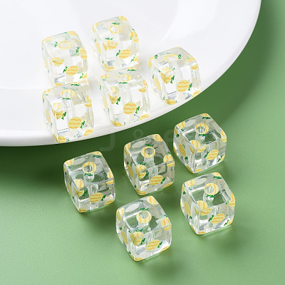 Transparent Printed Acrylic Beads MACR-S374-08A-01-1