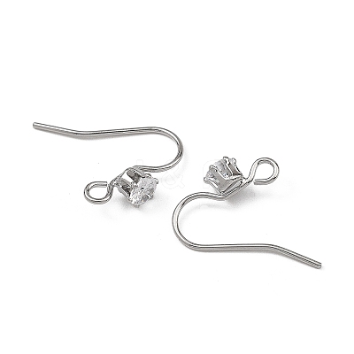 SHEGRACE Brass Pave Cubic Zirconia Earring Findings XGRQ4S090-743P-1