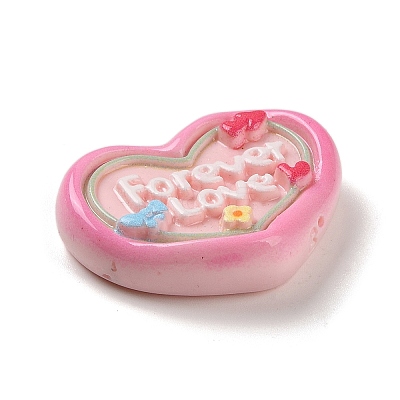 Heart Cartoon Word Forever Love Opaque Resin Decoden Cabochons RESI-R447-02A-1