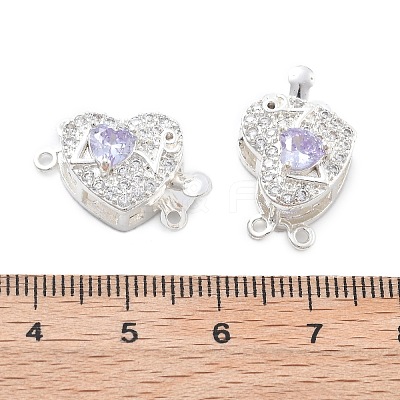 Brass Micro Pave Cubic Zirconia Box Clasps KK-B125-07S-02-1