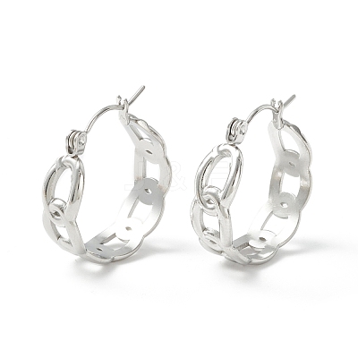 Non-Tarnish 304 Stainless Steel Curb Chain Chunky Hoop Earrings for Women EJEW-P197-05P-1
