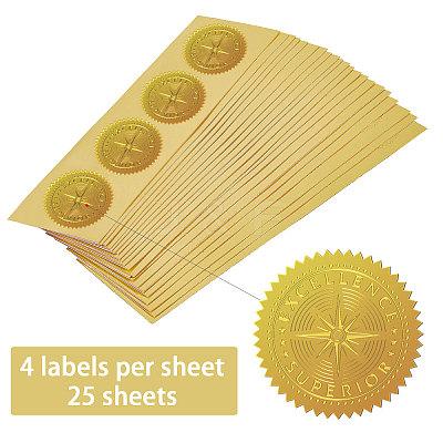 Plastic Self Adhesive Gold Foil Embossed Stickers DIY-WH0211-386-1