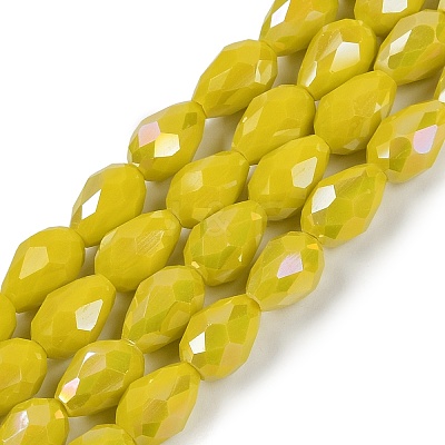 Opaque Solid Color Electroplate Glass Beads Strands EGLA-N013-P6mm-B06-1