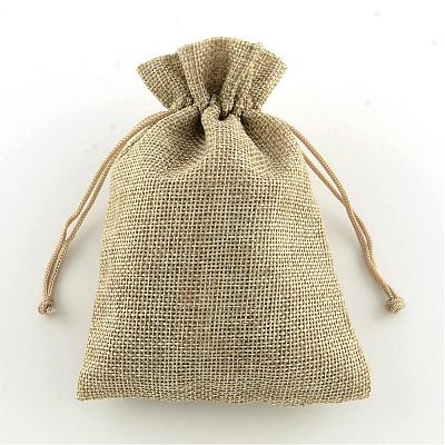 Polyester Imitation Burlap Packing Pouches Drawstring Bags ABAG-R004-18x13cm-05-1
