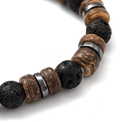 Natural Lava Rock Stretch Bracelets BJEW-JB05359-01-1