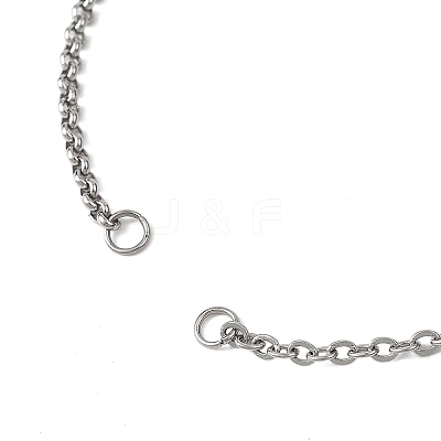 304 Stainless Steel Cable Chain Rolo Chain Bracelet Making AJEW-JB01459-02-1