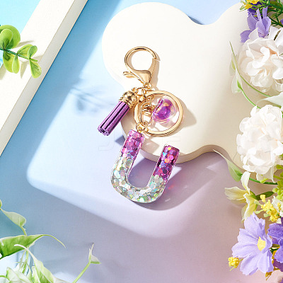Alloy Resin Heart Keychains KEYC-TADJ0002-01G-U-1