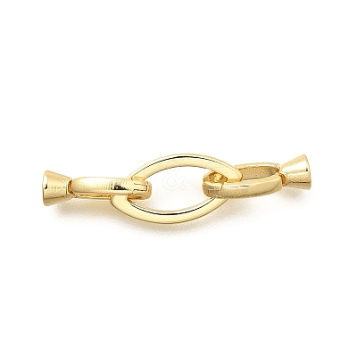 Horse Eye Rack Plating Brass Fold Over Clasps KK-S508-23G-1