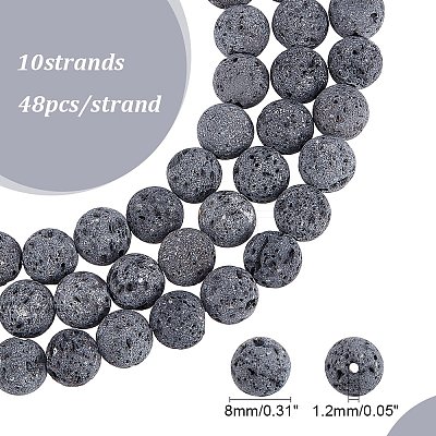 Unwaxed Natural Lava Rock Bead Strands X-G-F309-8mm-1