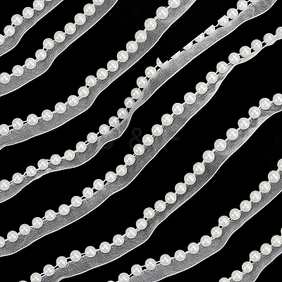 5Yards Polyester with Plastic Pearl Ribbon OCOR-CY0004-14B-1