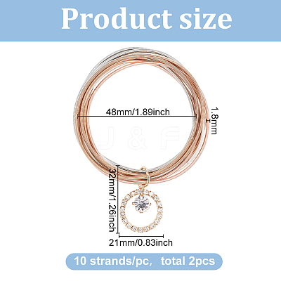 2Pcs Iron Stretch Chains Multi-strand Bracelets Set BJEW-BC0001-25-1