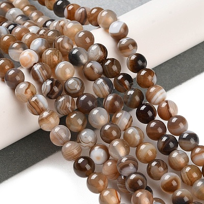 Natural Striped Agate/Banded Agate Beads Strands G-Z060-A01-A14-1