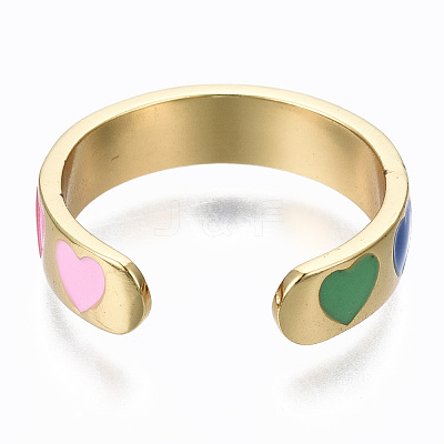 Brass Enamel Cuff Rings RJEW-S045-076-NR-1