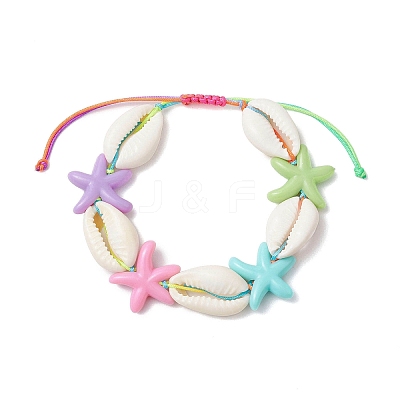 Natural Mixed Cowrie Shell Beads Braided Bead Bracelets BJEW-JB11785-1