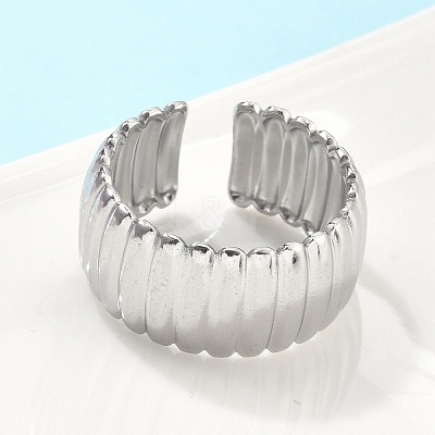 304 Stainless Steel Open Cuff Ring for Women RJEW-U014-05P-1