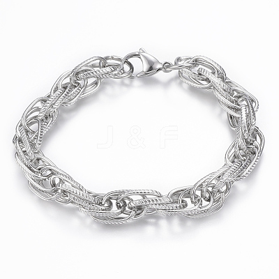 Tarnish Resistant 304 Stainless Steel Rope Chain Bracelets BJEW-K172-10P-1