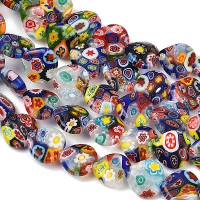 Handmade Millefiori Glass Heart Bead Strands LK-P017-14-1