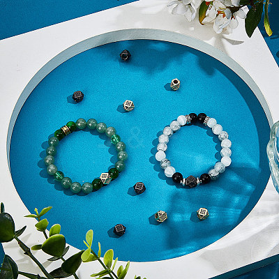10Pcs 2 Colors Brass Micro Pave Cubic Zirconia Beads ZIRC-BBC0003-21B-1