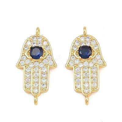 Brass Micro Pave Marine Blue Cubic Zirconia Connector Charms CU-CBAB719-07G-D-1