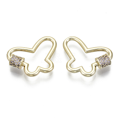 Brass Micro Pave Cubic Zirconia Screw Carabiner Lock Charms KK-R136-071E-NF-1