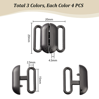12Pcs 3 Colors Alloy Interlocking Clasps FIND-PH0021-43-1