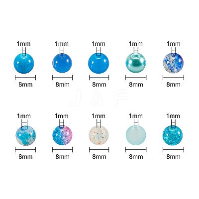200Pcs 10 Styles DIY Glass Round Beads Sets DIY-CJ0001-96-1