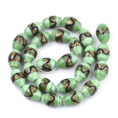Handmade Gold Sand Lampwork Beads LAMP-T006-01G-1