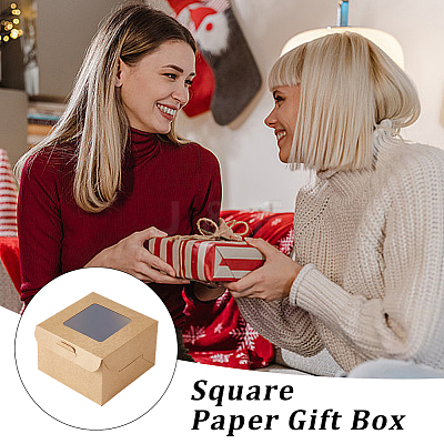 Square Kraft Paper Storage Gift Boxes CON-WH0095-81A-01-1